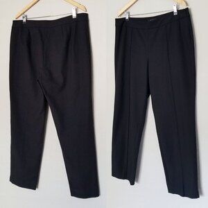 St. John Emma Trouser Pants Womens 16 Black Gray Birdseye Tapered Leg Full USA